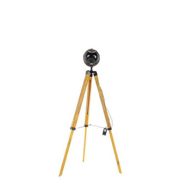 HomeRoots 35" Stylish Tripod Floor Lamp - Modern Industrial Design with Distressed Wood Base & Cone Shade 364187