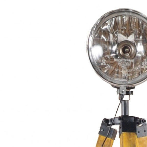 HomeRoots 35" Stylish Tripod Floor Lamp - Modern Industrial Design with Distressed Wood Base & Cone Shade 364187