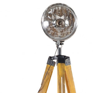HomeRoots 35" Stylish Tripod Floor Lamp - Modern Industrial Design with Distressed Wood Base & Cone Shade 364187