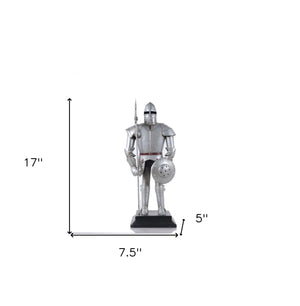 Homeroots 17" Silver Metal Hand Painted Figurine Tabletop Sculpture  Metal 364188