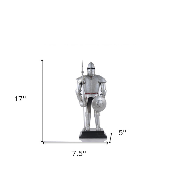 Homeroots 17" Silver Metal Hand Painted Figurine Tabletop Sculpture  Metal 364188