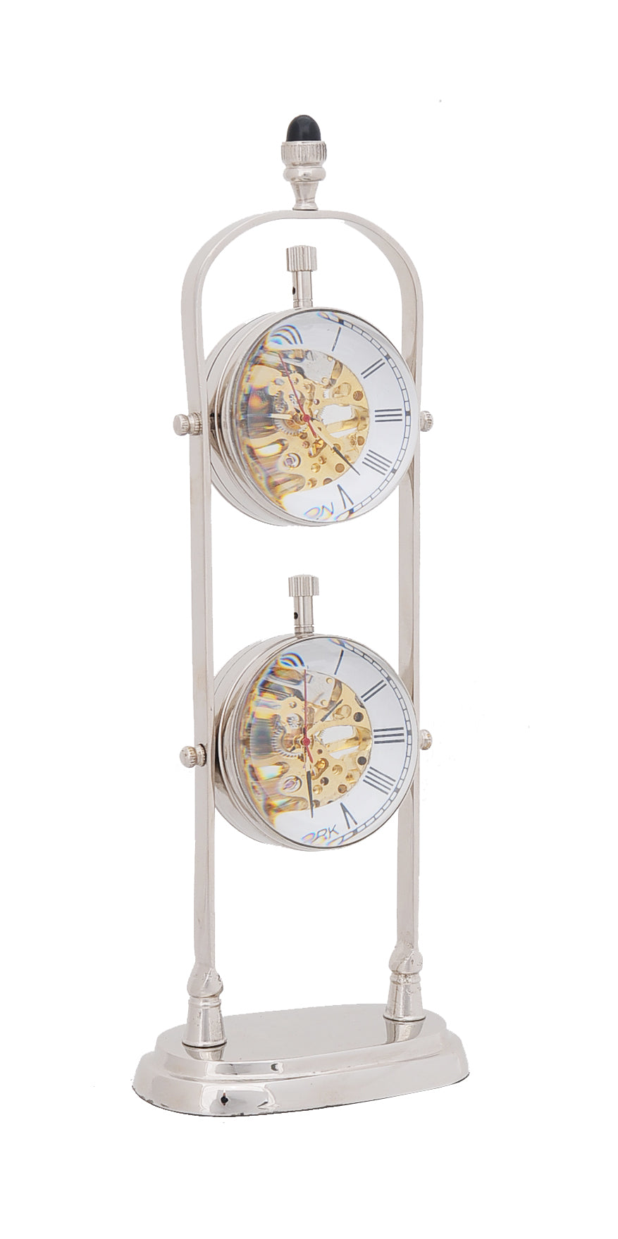 Homeroots 3.75" X 2.5" X 10.5" Brass See Thru Clock Double  Metal 364194