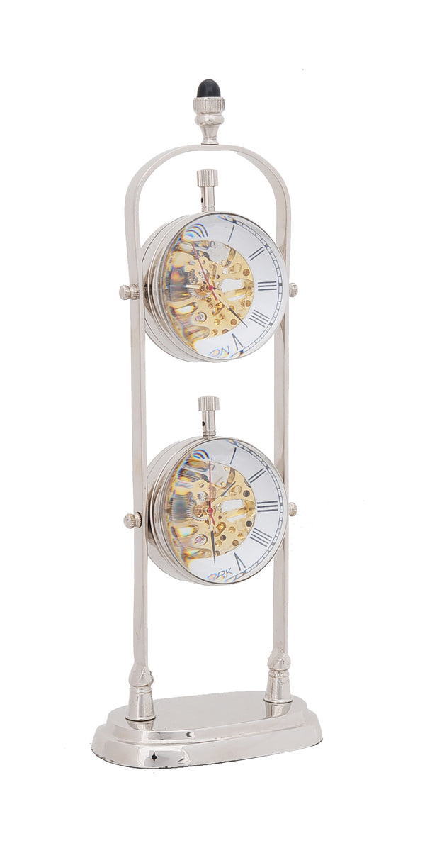 Homeroots 3.75" X 2.5" X 10.5" Brass See Thru Clock Double  Metal 364194