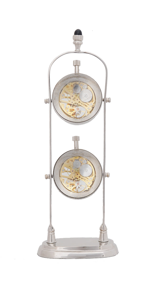 Homeroots 3.75" X 2.5" X 10.5" Brass See Thru Clock Double  Metal 364194