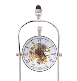 Homeroots 3.75" X 2.5" X 10.5" Brass See Thru Clock Double  Metal 364194