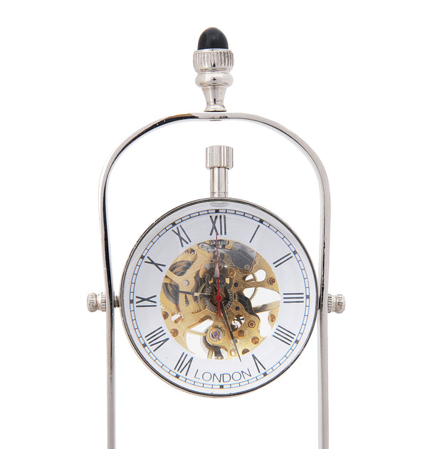 Homeroots 3.75" X 2.5" X 10.5" Brass See Thru Clock Double  Metal 364194