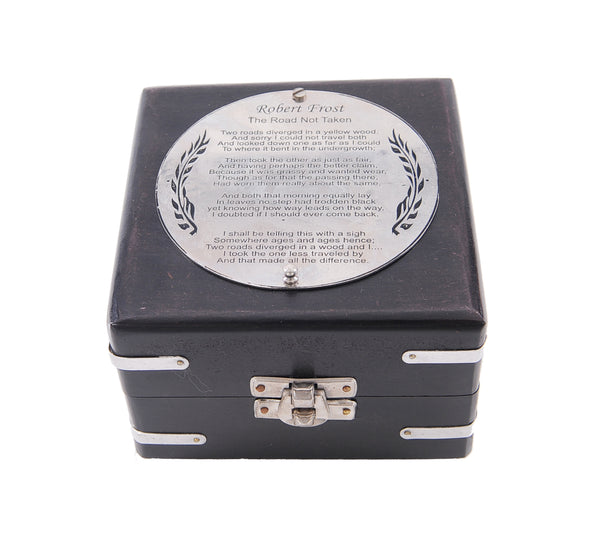 Homeroots Brass Compass And Clock With Wooden Case  Metal 364196