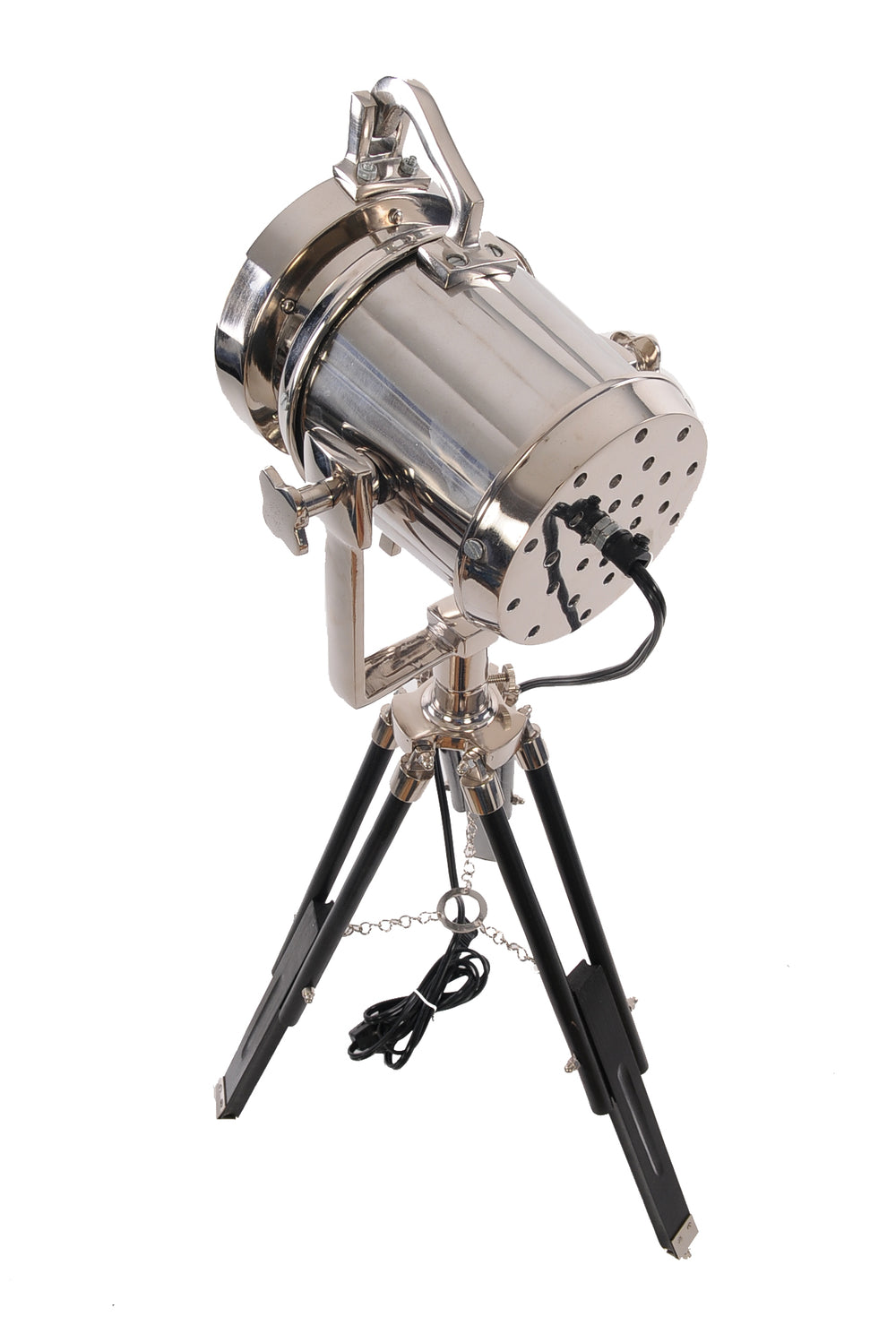 Homeroots 15.5" X 15.5" X 29" Alum Spot Light On Wooden Stand  Metal 364197