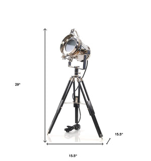 HomeRoots 29" Silver Tripod Floor Lamp – Modern Industrial Design with Metal Shade for Stylish Ambient Lighting 364197