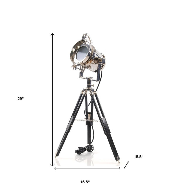 HomeRoots 29" Silver Tripod Floor Lamp – Modern Industrial Design with Metal Shade for Stylish Ambient Lighting 364197