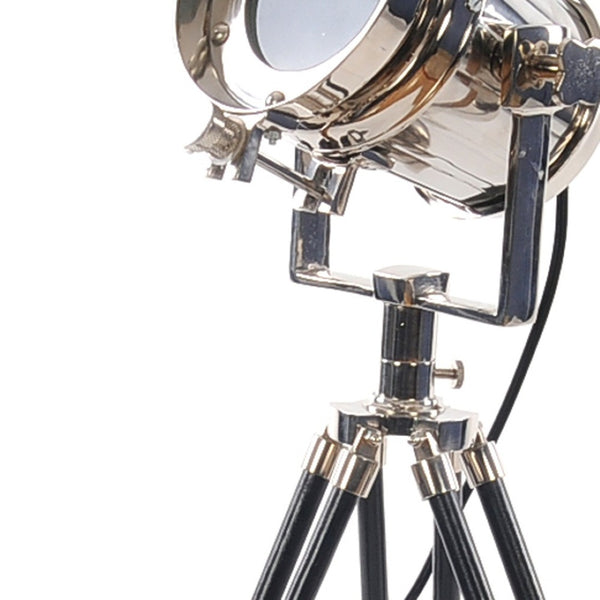 HomeRoots 29" Silver Tripod Floor Lamp – Modern Industrial Design with Metal Shade for Stylish Ambient Lighting 364197