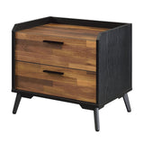 Modern Walnut Nightstand w/ Metal Sled Base, 2 Drawers | Smooth Glides, Stable Legs | 20.5 x 16.5 x 18.5