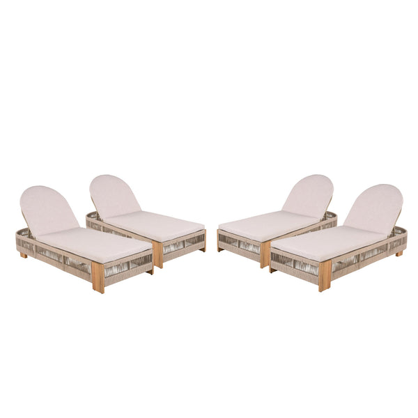 English Elm Christopher Knight Home® - Outdoor Acacia Wood Lounge Chair Set Of 4 - Adjustable, Weather-Resistant, Modern Coastal Design N770P298695B004