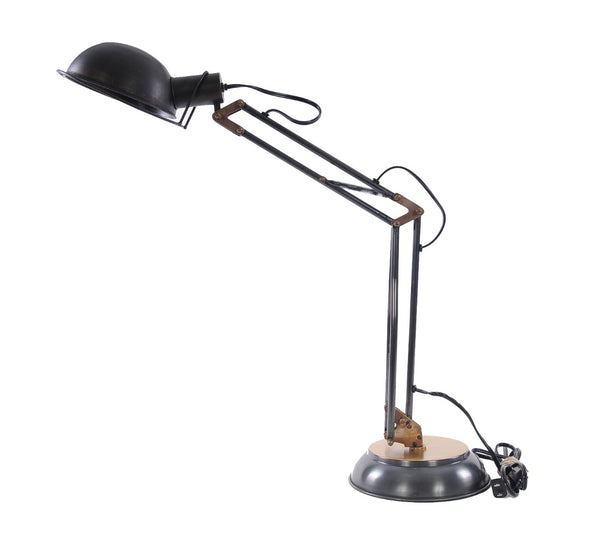 HomeRoots 33" Industrial Black Metal Desk Lamp with Bowl Shade - Perfect for Modern Workspaces and Reading 364202