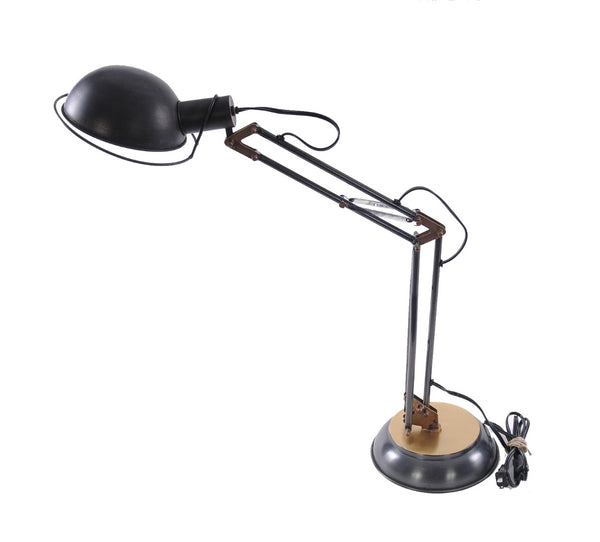 HomeRoots 33" Industrial Black Metal Desk Lamp with Bowl Shade - Perfect for Modern Workspaces and Reading 364202