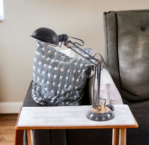 HomeRoots 33" Industrial Black Metal Desk Lamp with Bowl Shade - Perfect for Modern Workspaces and Reading 364202