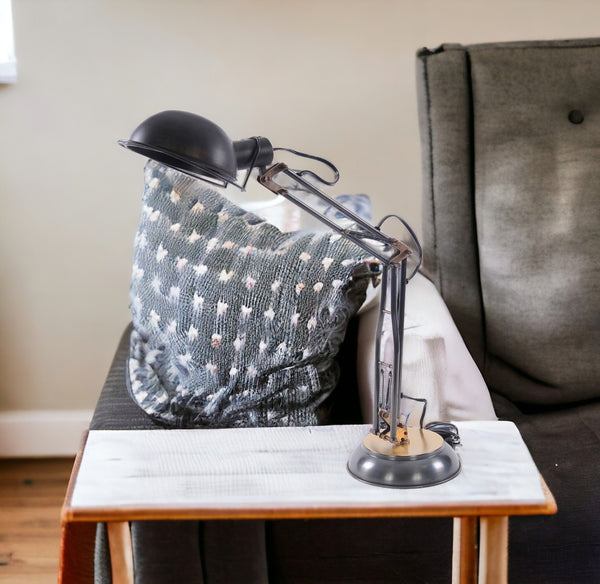 HomeRoots 33" Industrial Black Metal Desk Lamp with Bowl Shade - Perfect for Modern Workspaces and Reading 364202
