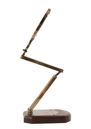 Homeroots 7.5" X 14.5" X 28" Brass Big Magnifier Glass With Wooden Base  Metal 364203