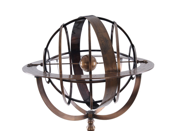 Homeroots 25" X 25" X 45.75" Brass Armillary With Wood Stand  Metal 364206