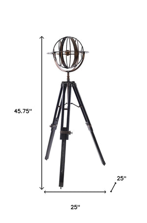 Homeroots 25" X 25" X 45.75" Brass Armillary With Wood Stand  Metal 364206