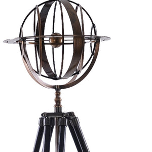 Homeroots 25" X 25" X 45.75" Brass Armillary With Wood Stand  Metal 364206