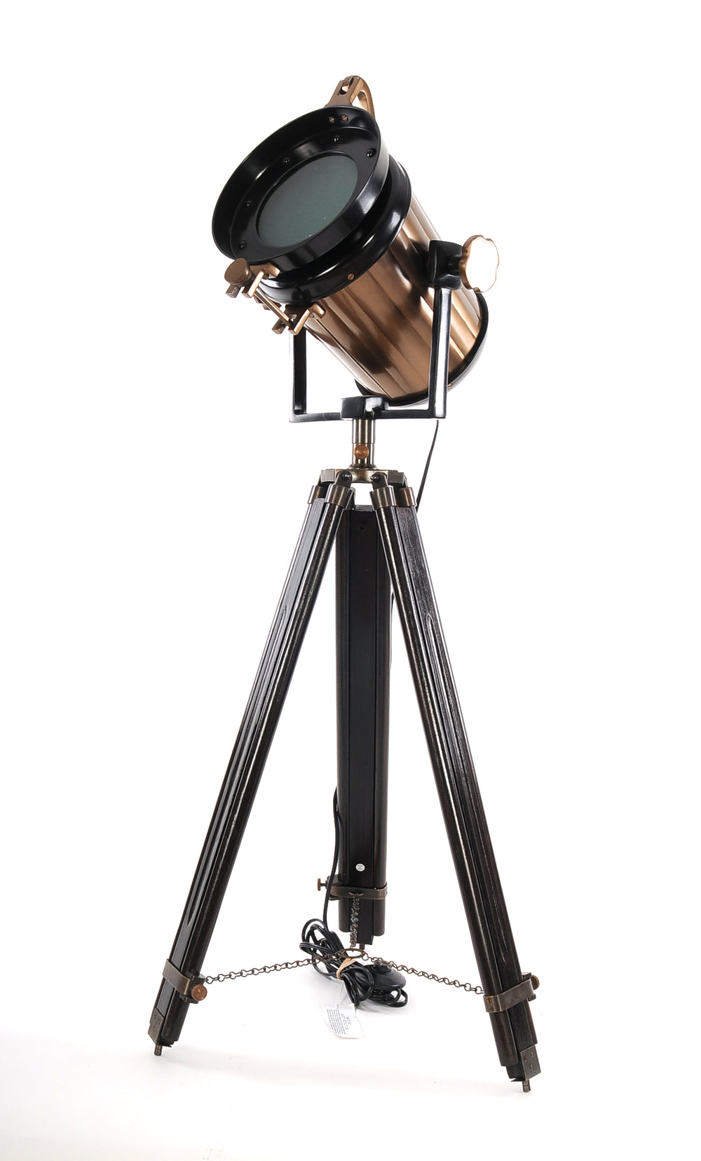 Homeroots 28" X 28" X 65.5" Alum Steel Spot Light Wood Stand Textured Glass  Metal 364210