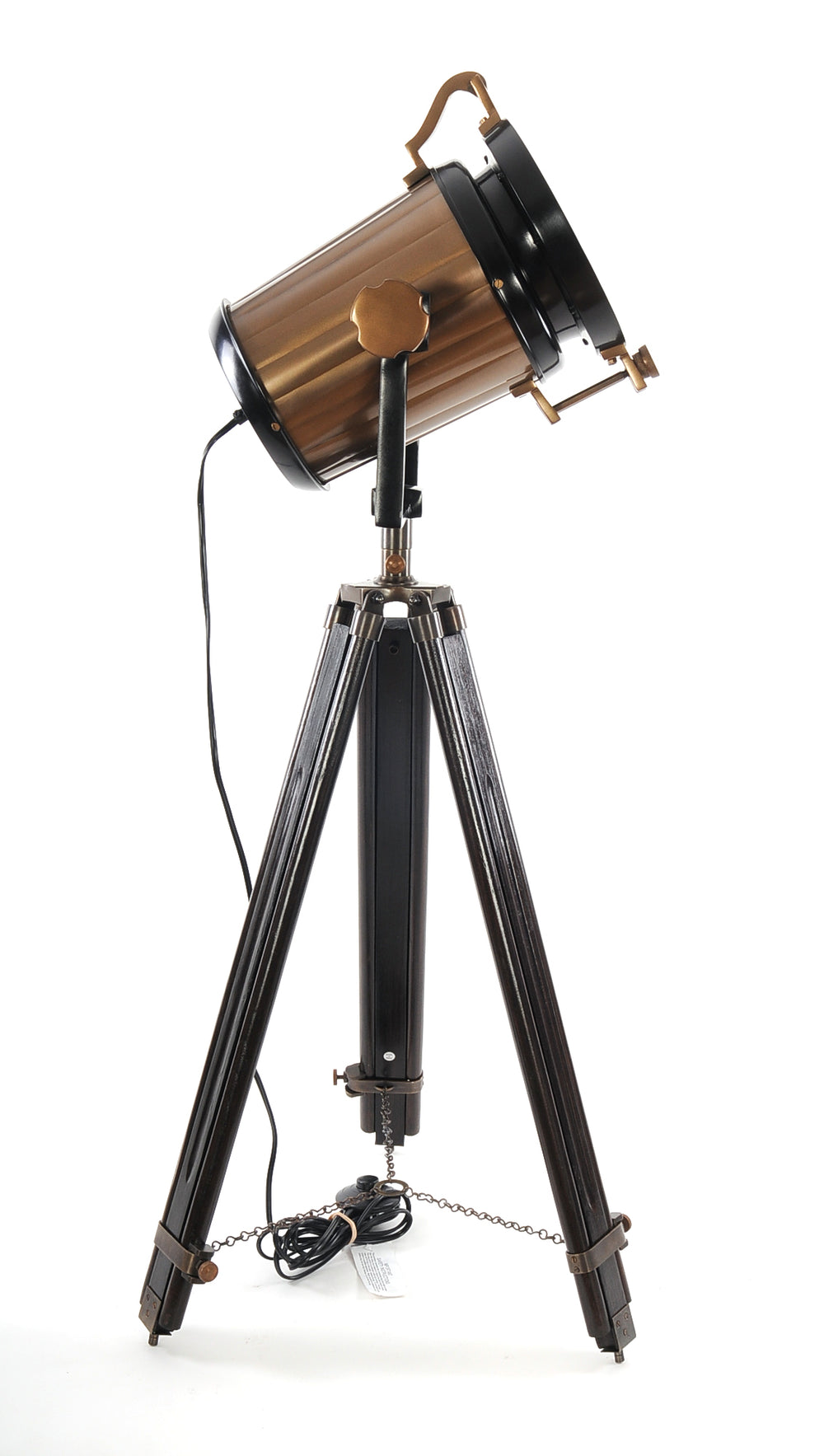 Homeroots 28" X 28" X 65.5" Alum Steel Spot Light Wood Stand Textured Glass  Metal 364210