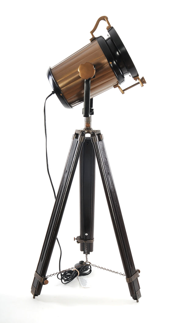 Homeroots 28" X 28" X 65.5" Alum Steel Spot Light Wood Stand Textured Glass  Metal 364210