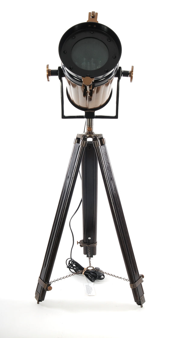 Homeroots 28" X 28" X 65.5" Alum Steel Spot Light Wood Stand Textured Glass  Metal 364210