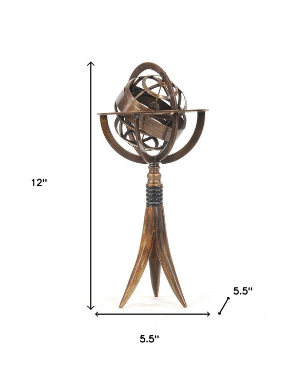 Homeroots 12" Brass Metal Hand Painted Figurine Tabletop Sculpture  Metal 364211