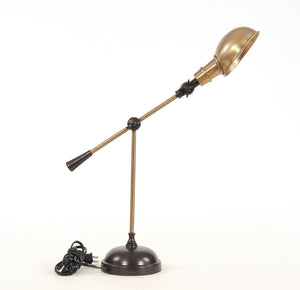 Homeroots 20" Black Metal Adjustable Desk Table Lamp With Gold Bowl Shade   364214