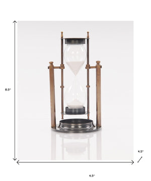 Homeroots 4.5" X 4.5" X 8.5" Brass Revolving Sandtimer  Metal 364215
