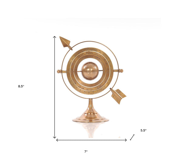 Homeroots 5.5" X 7" X 8.5" Brass Armillary  Metal 364216