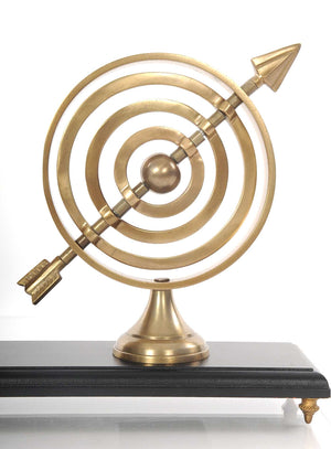 Homeroots 24" X 5.5" X 10.75" Armillery Clock And Globe On Wood Base  Metal 364219