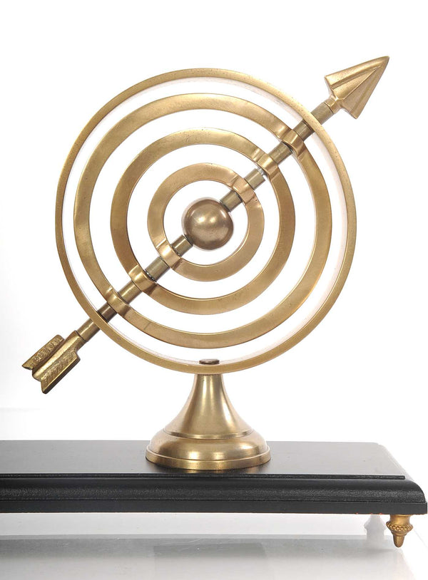 Homeroots 24" X 5.5" X 10.75" Armillery Clock And Globe On Wood Base  Metal 364219