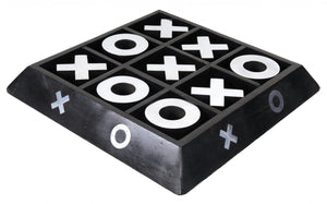 Homeroots Nickel And Dark Wood Tic Tac Toe Game Sculpture  Metal 364220
