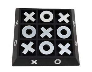 Homeroots Nickel And Dark Wood Tic Tac Toe Game Sculpture  Metal 364220