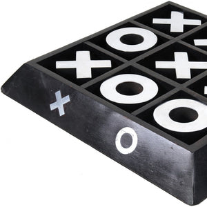 Homeroots Nickel And Dark Wood Tic Tac Toe Game Sculpture  Metal 364220
