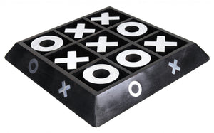 Homeroots Nickel And Dark Wood Tic Tac Toe Game Sculpture  Metal 364220