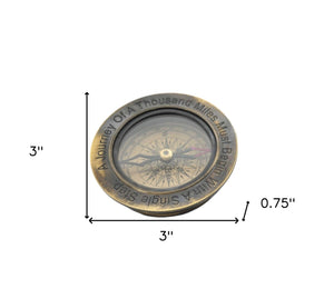HomeRoots Set of 2 Antique Brass 100-Year Calendar & Inspirational Compass – Timeless Home Décor Gift! 364222