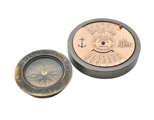 Homeroots Set Of 2 100 Year Calendar And Compass Quote  Metal 364222