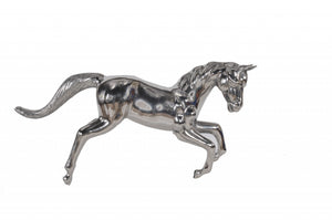 Homeroots 19" Nickel Metal Horse Figurine Tabletop Sculpture  Metal 364226