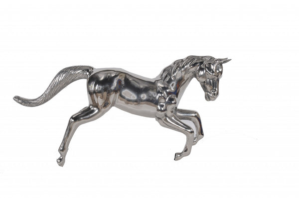 Homeroots 19" Nickel Metal Horse Figurine Tabletop Sculpture  Metal 364226