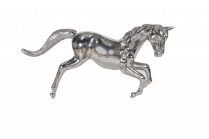 Homeroots 19" Nickel Metal Horse Figurine Tabletop Sculpture  Metal 364226
