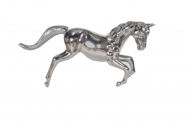 Homeroots 19" Nickel Metal Horse Figurine Tabletop Sculpture  Metal 364226
