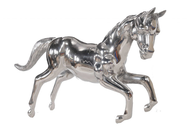 Homeroots 19" Nickel Metal Horse Figurine Tabletop Sculpture  Metal 364226