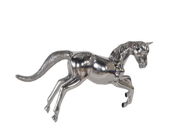 Homeroots 19" Nickel Metal Horse Figurine Tabletop Sculpture  Metal 364226