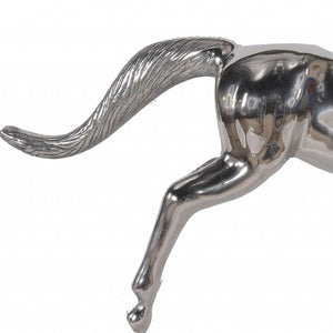 Homeroots 19" Nickel Metal Horse Figurine Tabletop Sculpture  Metal 364226