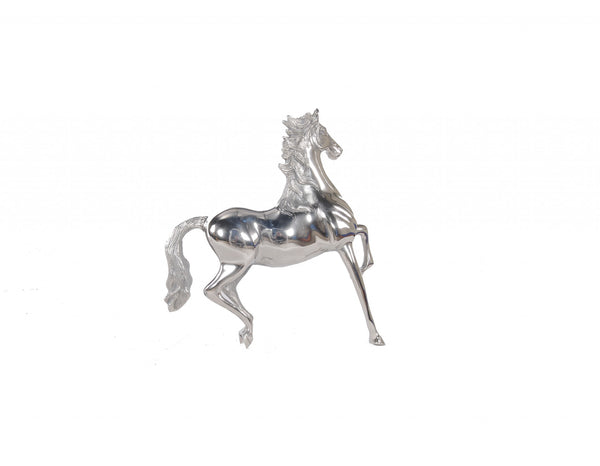 Homeroots Nickel Plated Aluminum Horse Sculpture  Metal 364229