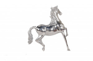 Homeroots Nickel Plated Aluminum Horse Sculpture  Metal 364229